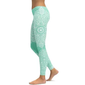 Women's Mandala Leggings - Green 1