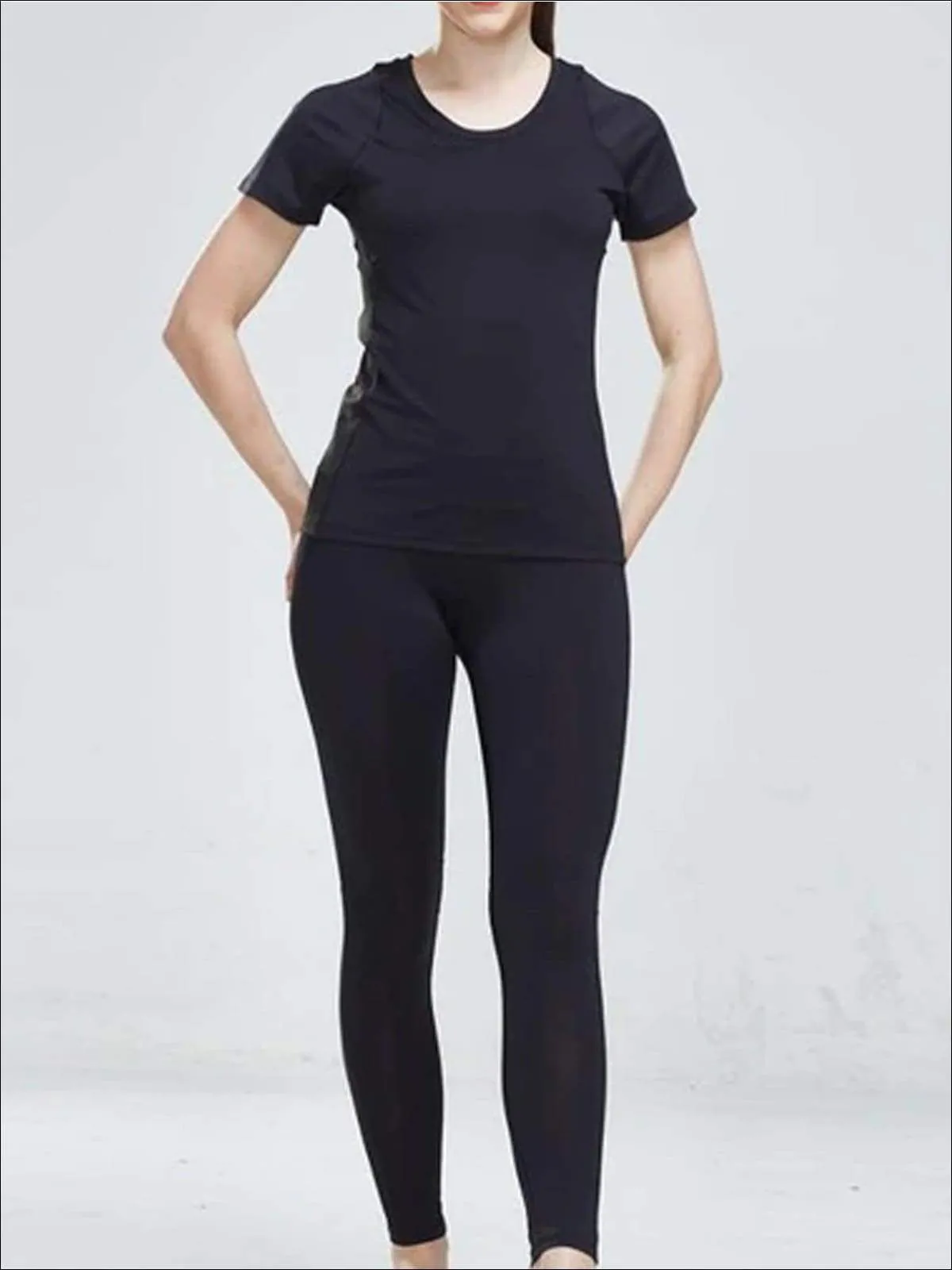 Women's Perforated Detail Workout Top & Leggings Set