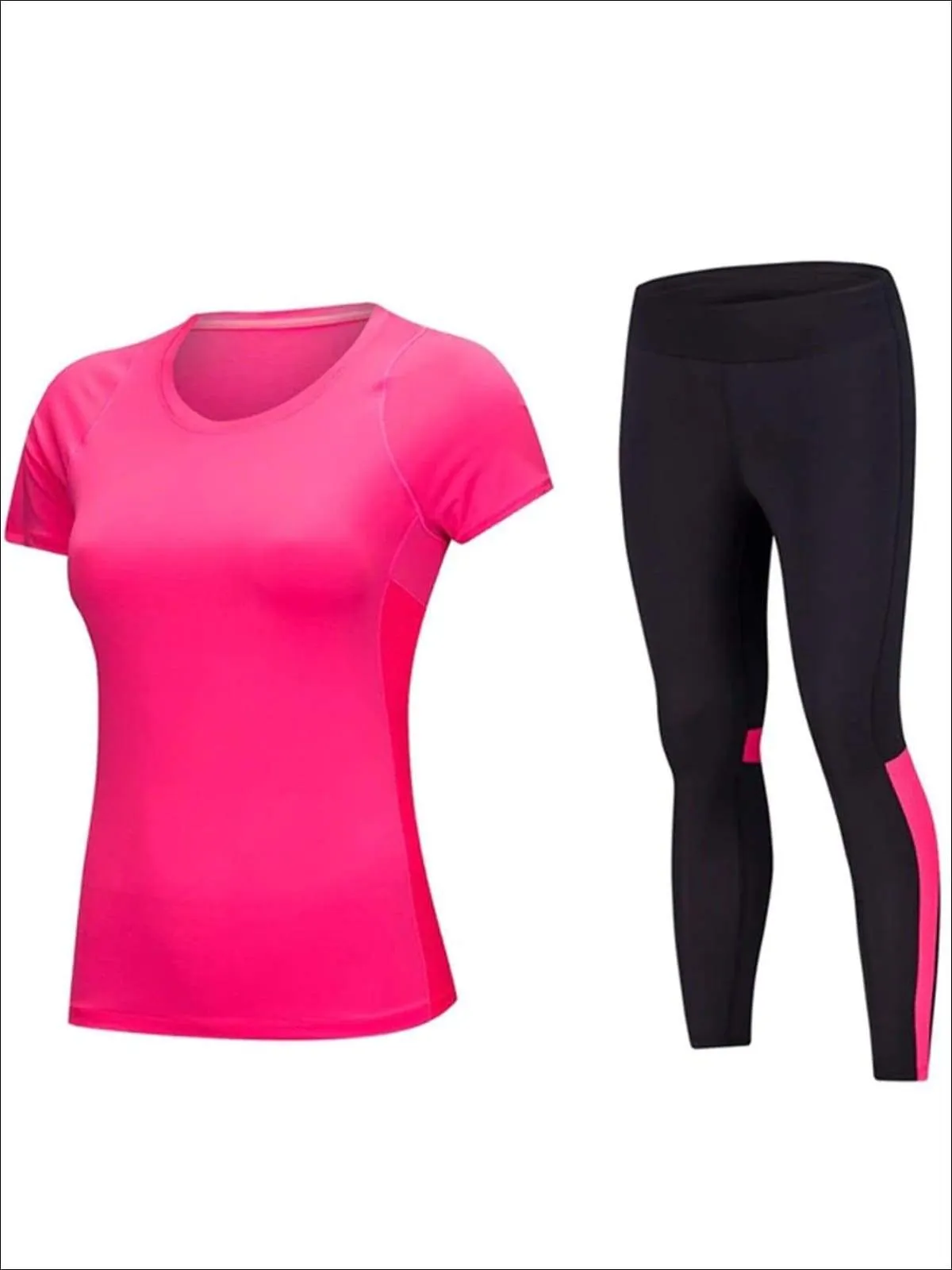 Women's Perforated Detail Workout Top & Leggings Set