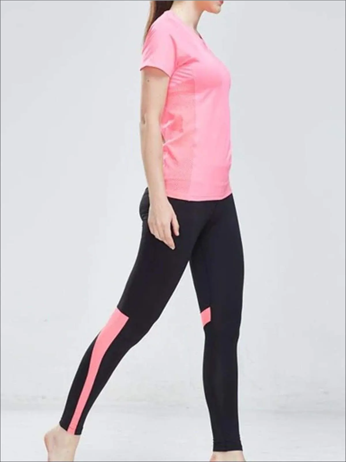 Women's Perforated Detail Workout Top & Leggings Set
