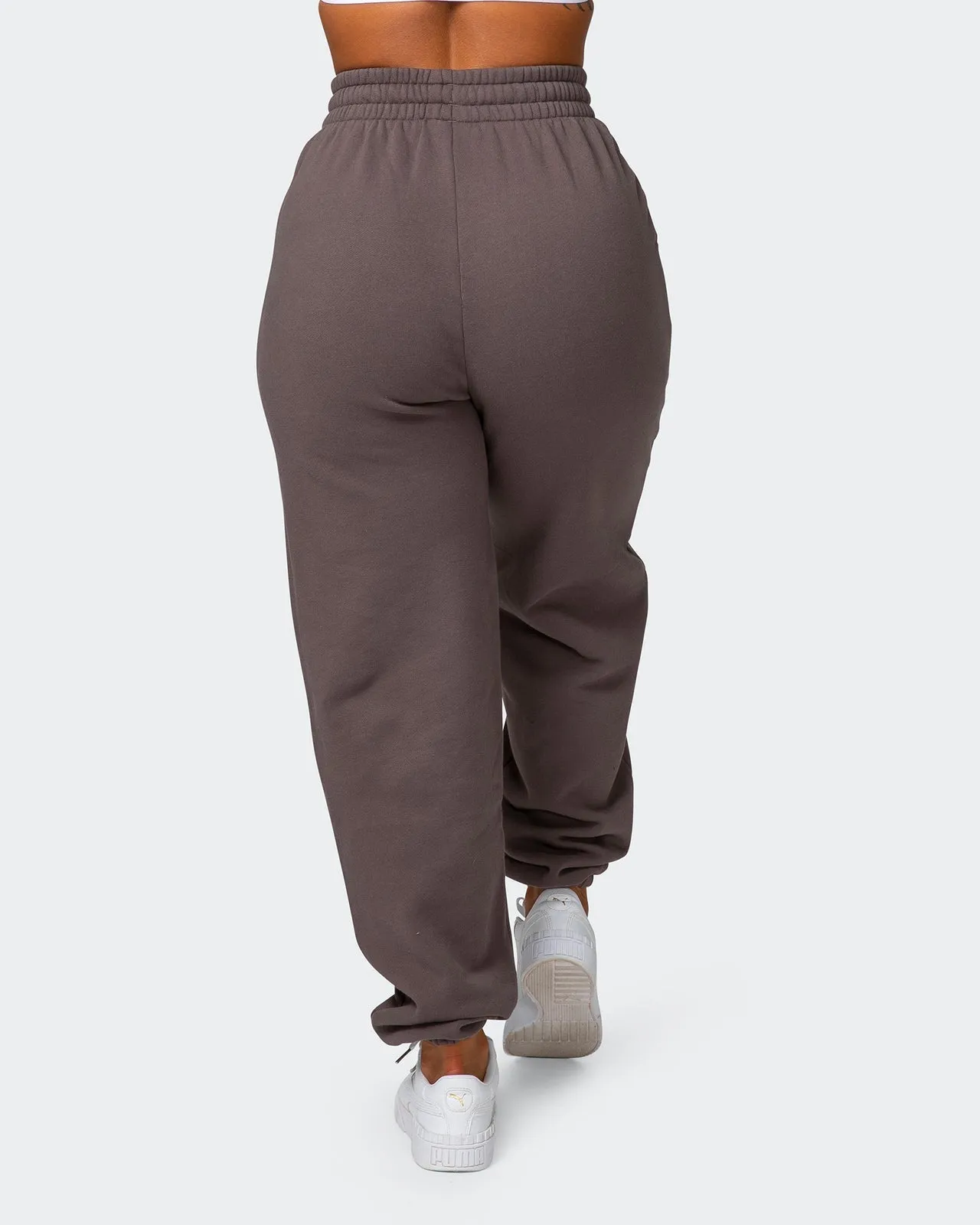 Womens Slouchy Vintage Trackies - Dark Taupe