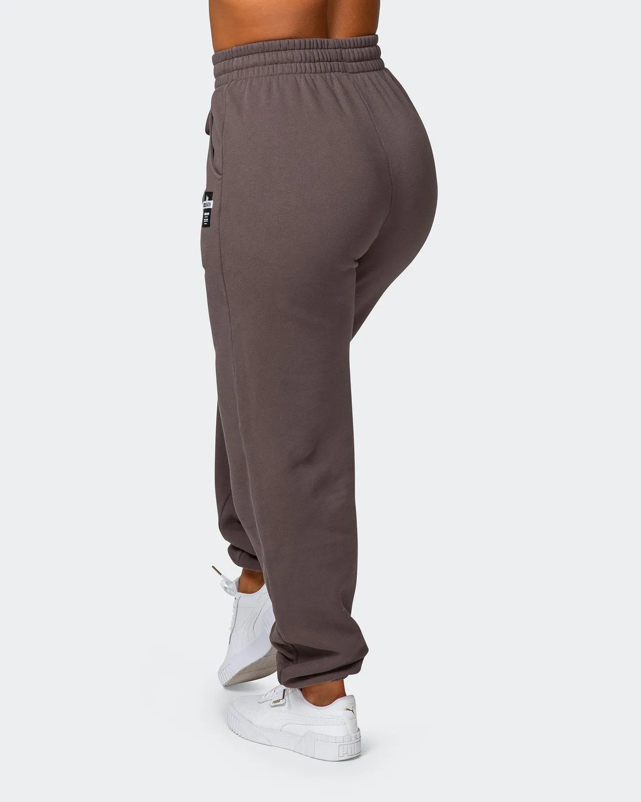 Womens Slouchy Vintage Trackies - Dark Taupe