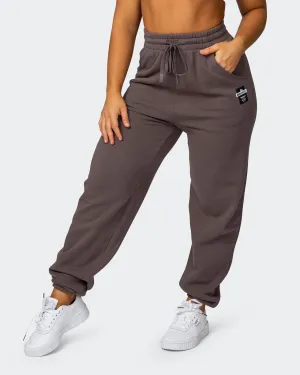 Womens Slouchy Vintage Trackies - Dark Taupe