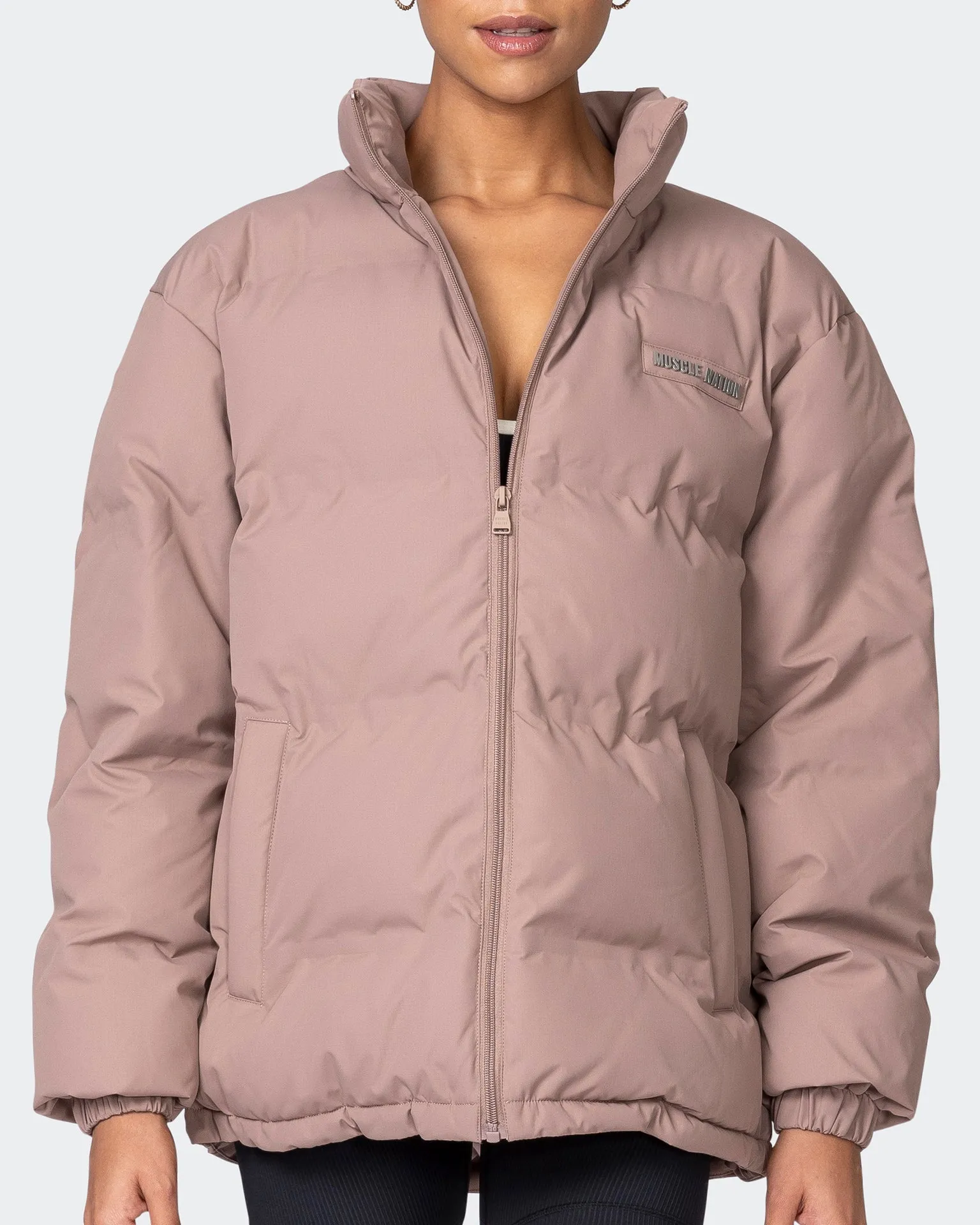 Womens Staple Oversized Puffer Jacket - Praline