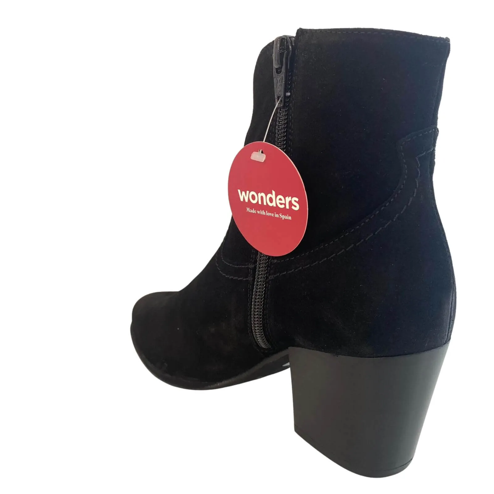 Wonders Black Suede Western Boots