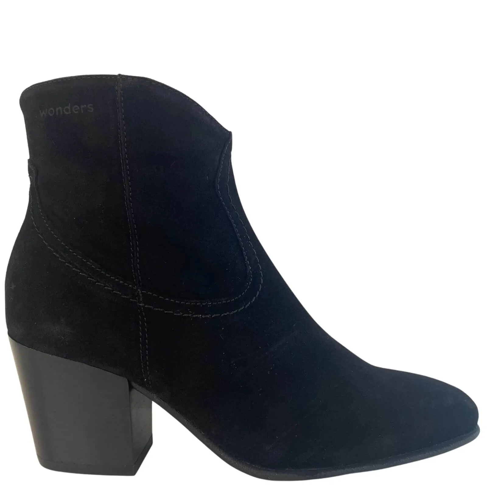 Wonders Black Suede Western Boots
