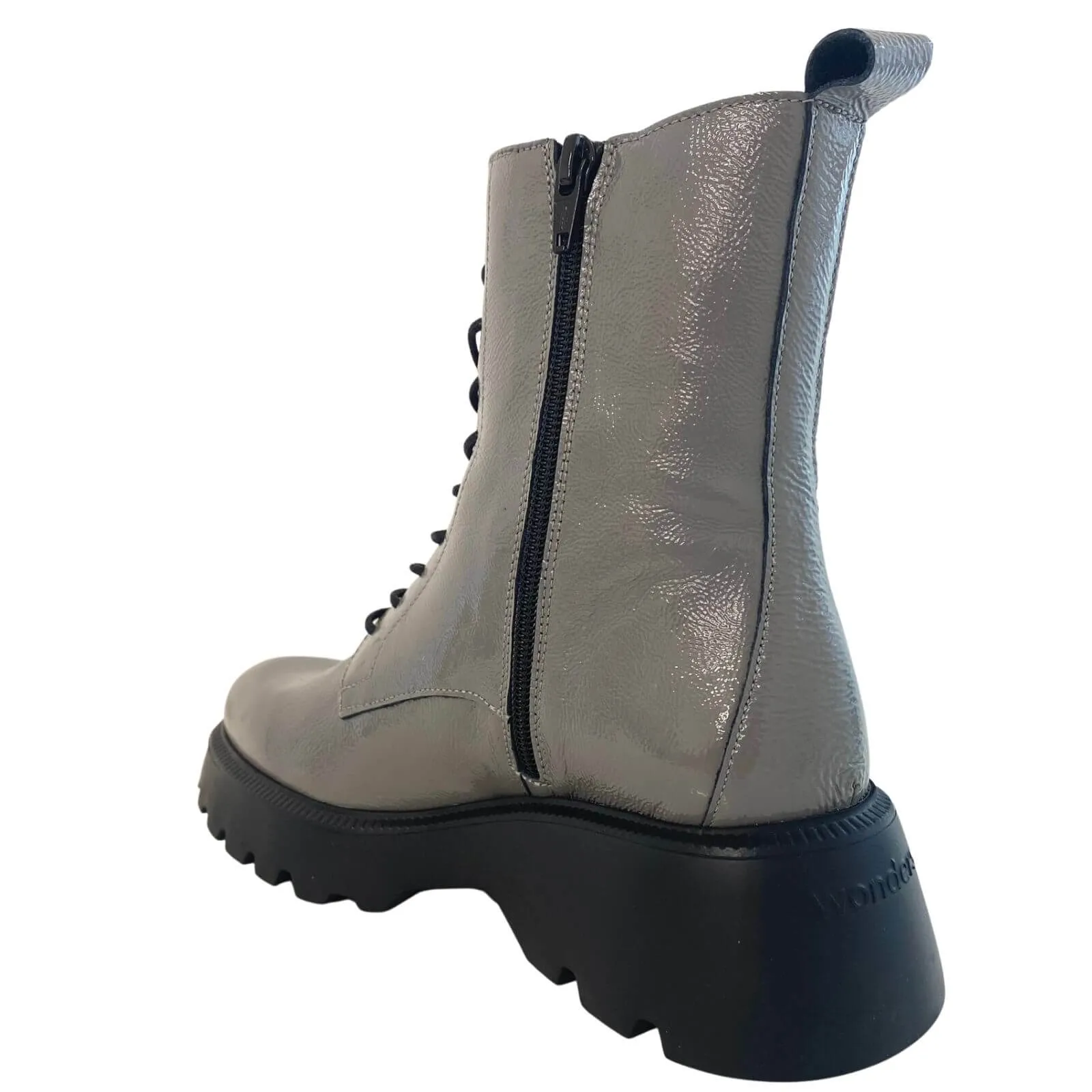 Wonders Grey Leather Lace Up Boots