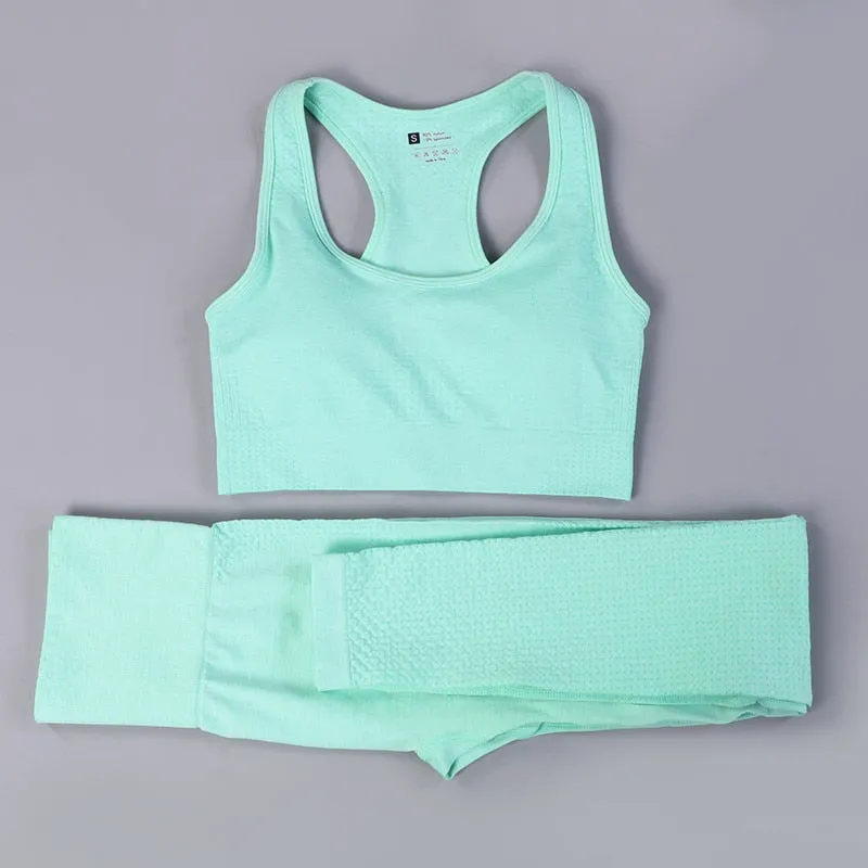 Yoga Activewear Set with Long Sleeve Shirts and High Waist Leggings
