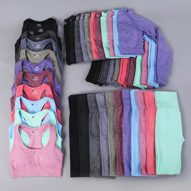 Yoga Activewear Set with Long Sleeve Shirts and High Waist Leggings