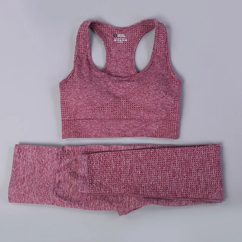 Yoga Activewear Set with Long Sleeve Shirts and High Waist Leggings