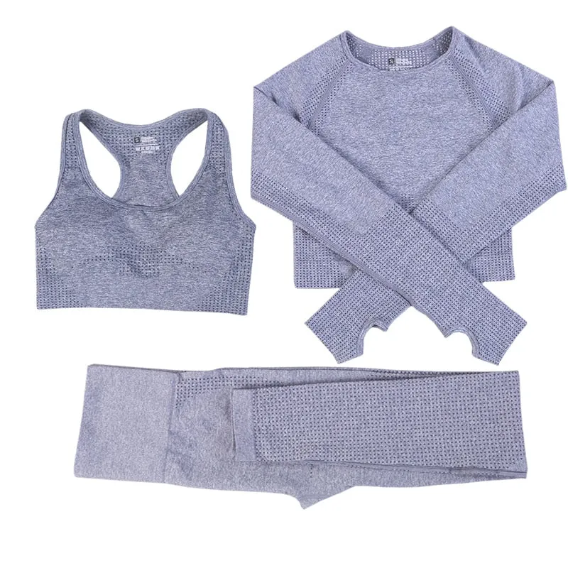 Yoga Activewear Set with Long Sleeve Shirts and High Waist Leggings