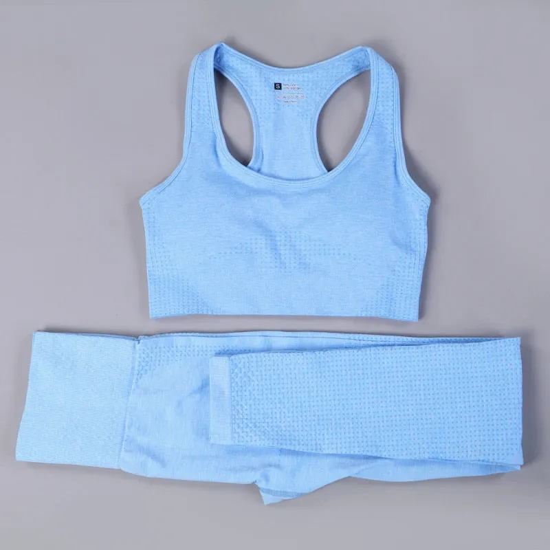 Yoga Activewear Set with Long Sleeve Shirts and High Waist Leggings