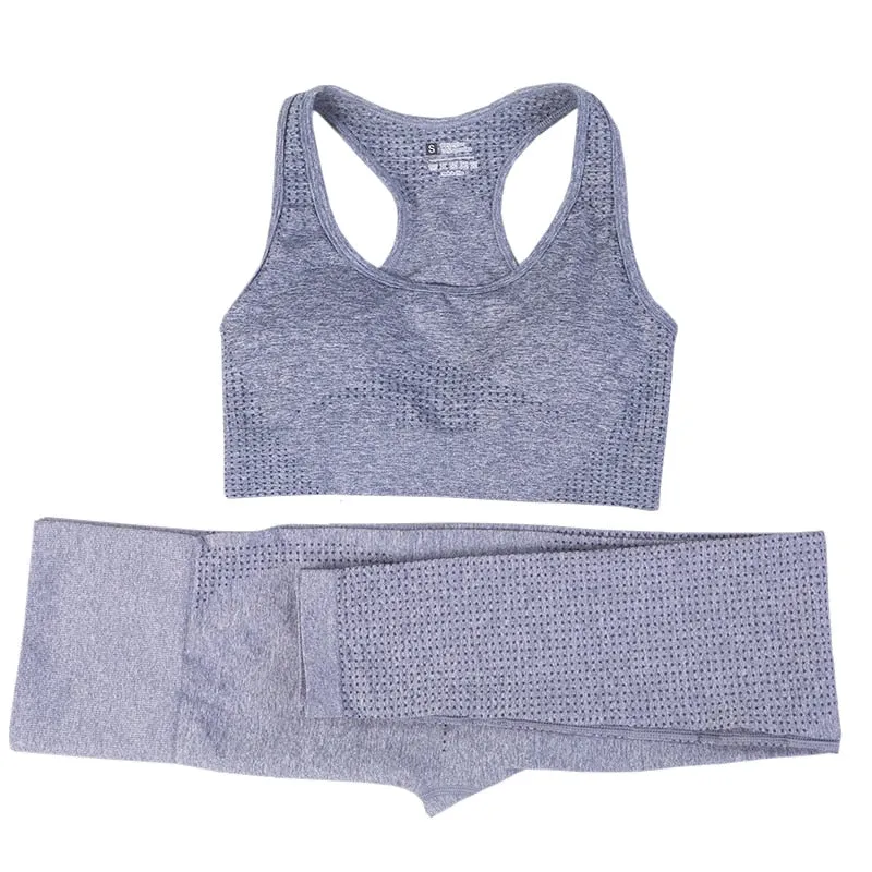 Yoga Activewear Set with Long Sleeve Shirts and High Waist Leggings
