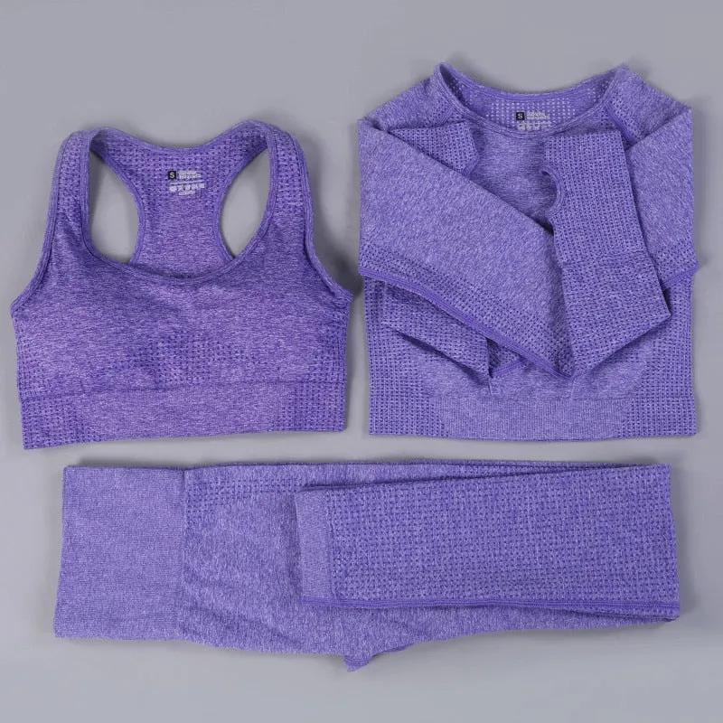 Yoga Activewear Set with Long Sleeve Shirts and High Waist Leggings