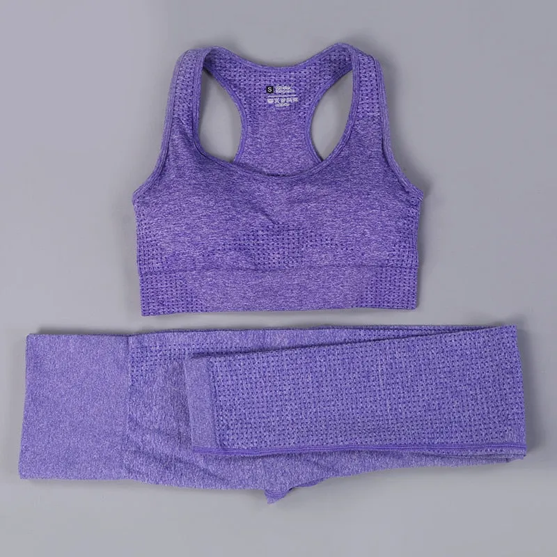Yoga Activewear Set with Long Sleeve Shirts and High Waist Leggings