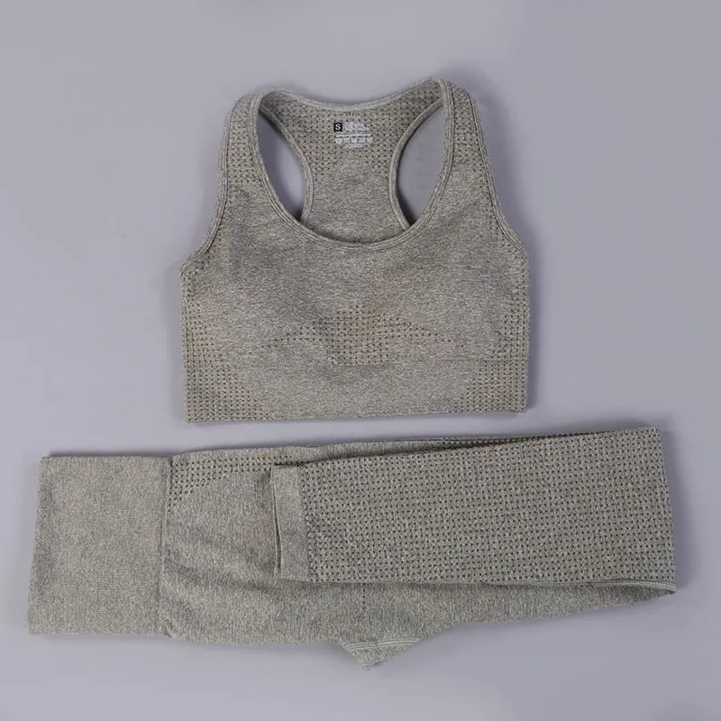 Yoga Activewear Set with Long Sleeve Shirts and High Waist Leggings