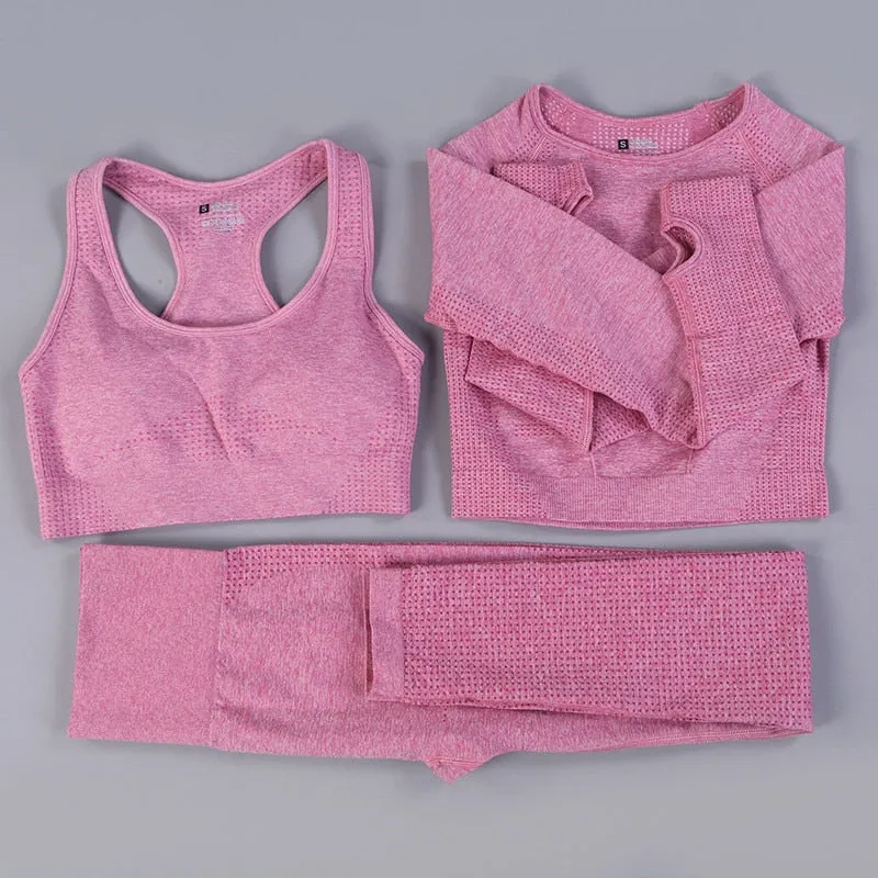 Yoga Activewear Set with Long Sleeve Shirts and High Waist Leggings