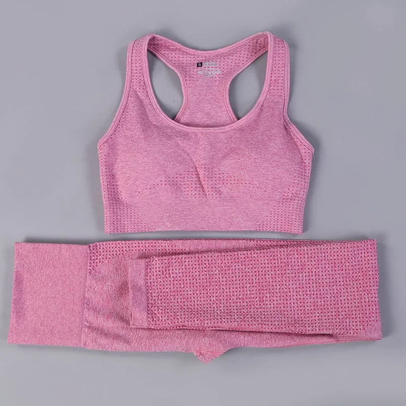Yoga Activewear Set with Long Sleeve Shirts and High Waist Leggings