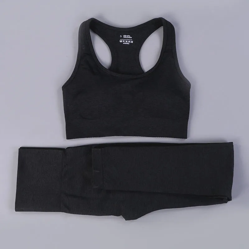 Yoga Activewear Set with Long Sleeve Shirts and High Waist Leggings