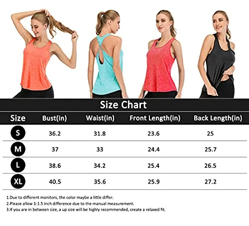 Yoga Shirts for Women Activewear Athletic Sleeveless Gym Tank Tops Open Back Running Sports Workout Tops(Orange XL)