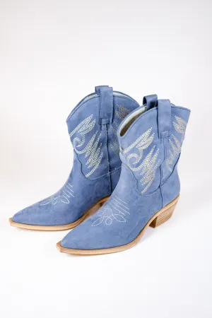 Zahara Blue Suede Western Boots