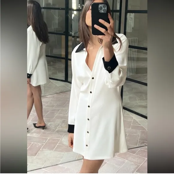 Zara contrast trim mini dress