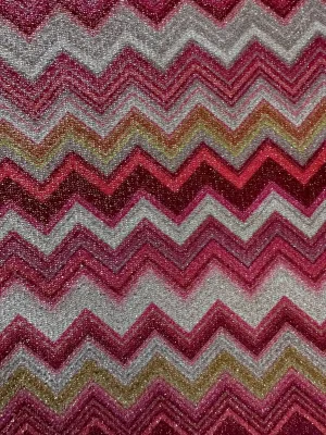 Zigzag Lurex Knit Fabric with 4-Way Stretch for Fashion and Crafts