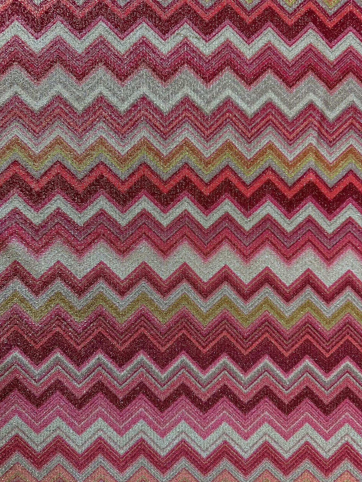 Zigzag Lurex Knit Fabric with 4-Way Stretch for Fashion and Crafts