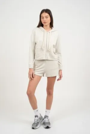 Zip Cropped Hoodie with Front Pocket