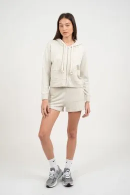 Zip Cropped Hoodie with Front Pocket