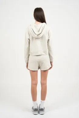 Zip Cropped Hoodie with Front Pocket